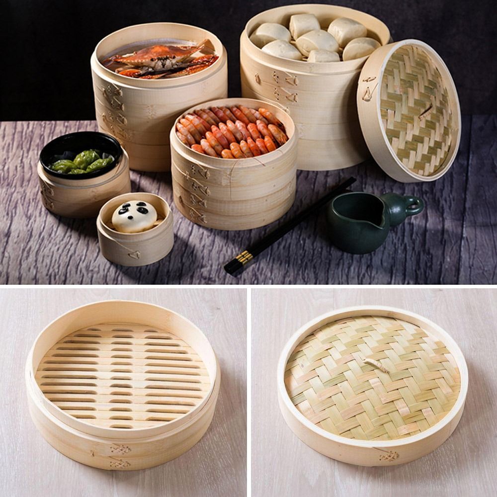 Bao Steamer Bamboo - Bamboe Stoomboot Mand Met Deksel Knoedel