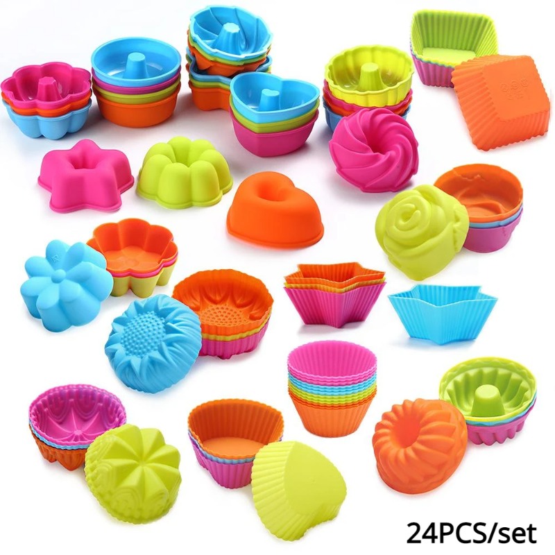 Donut Mold Silicone - 24 stuks siliconen muffinvormpjes, cakevormpjes, donutvormpjes,